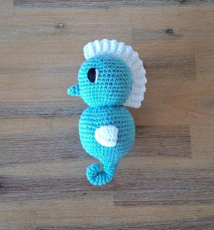 Seahorse - aqua and white