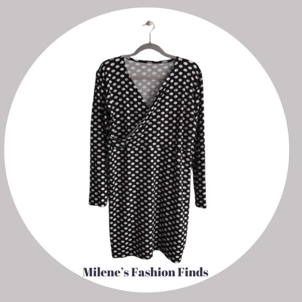 Longsleeve Dress - Black with Polkadots