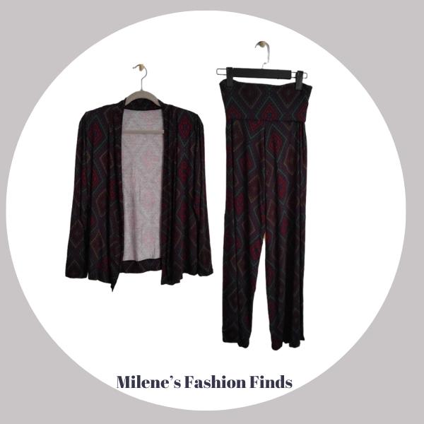 Pants with foldover waist & Matching Cardi