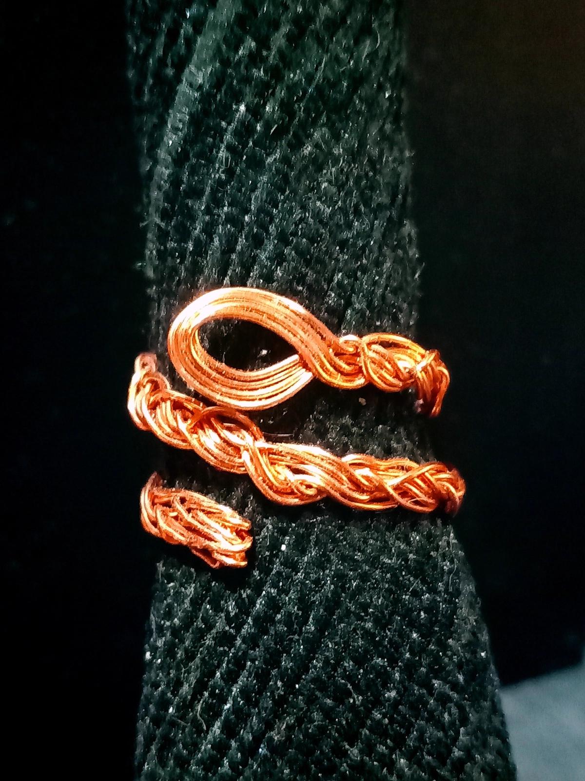 Ring - Copper - adjustable braided ribbon design