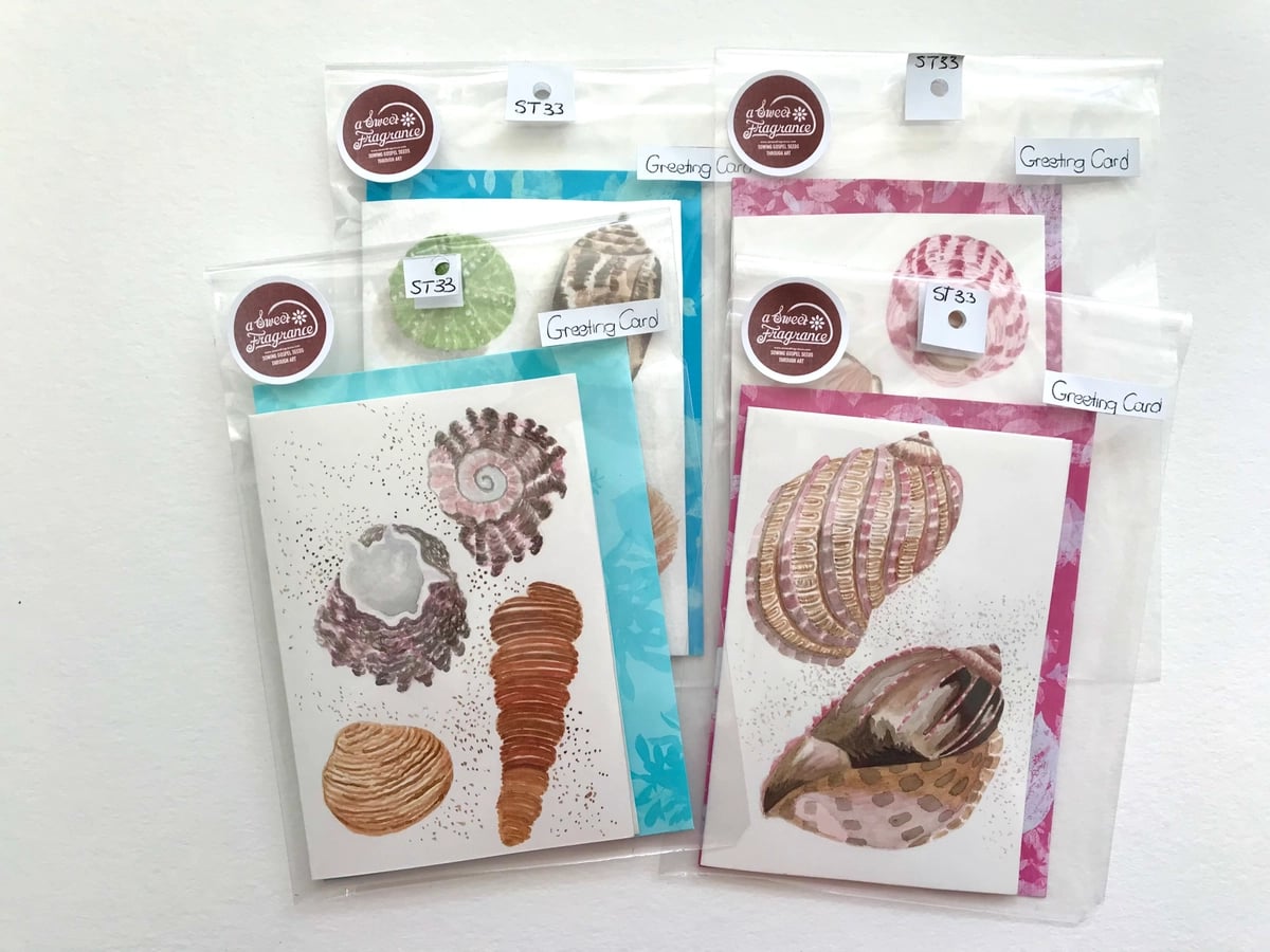 4 Hand painted greeting card bundle