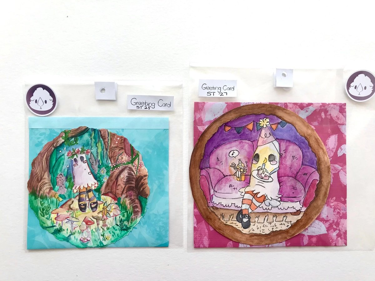 2 Hand Painted Greeting Cards