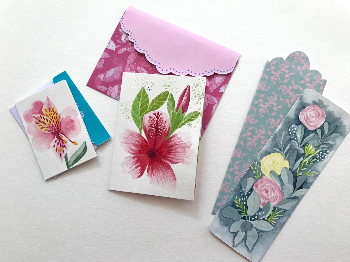 Flower greeting card gift bundle