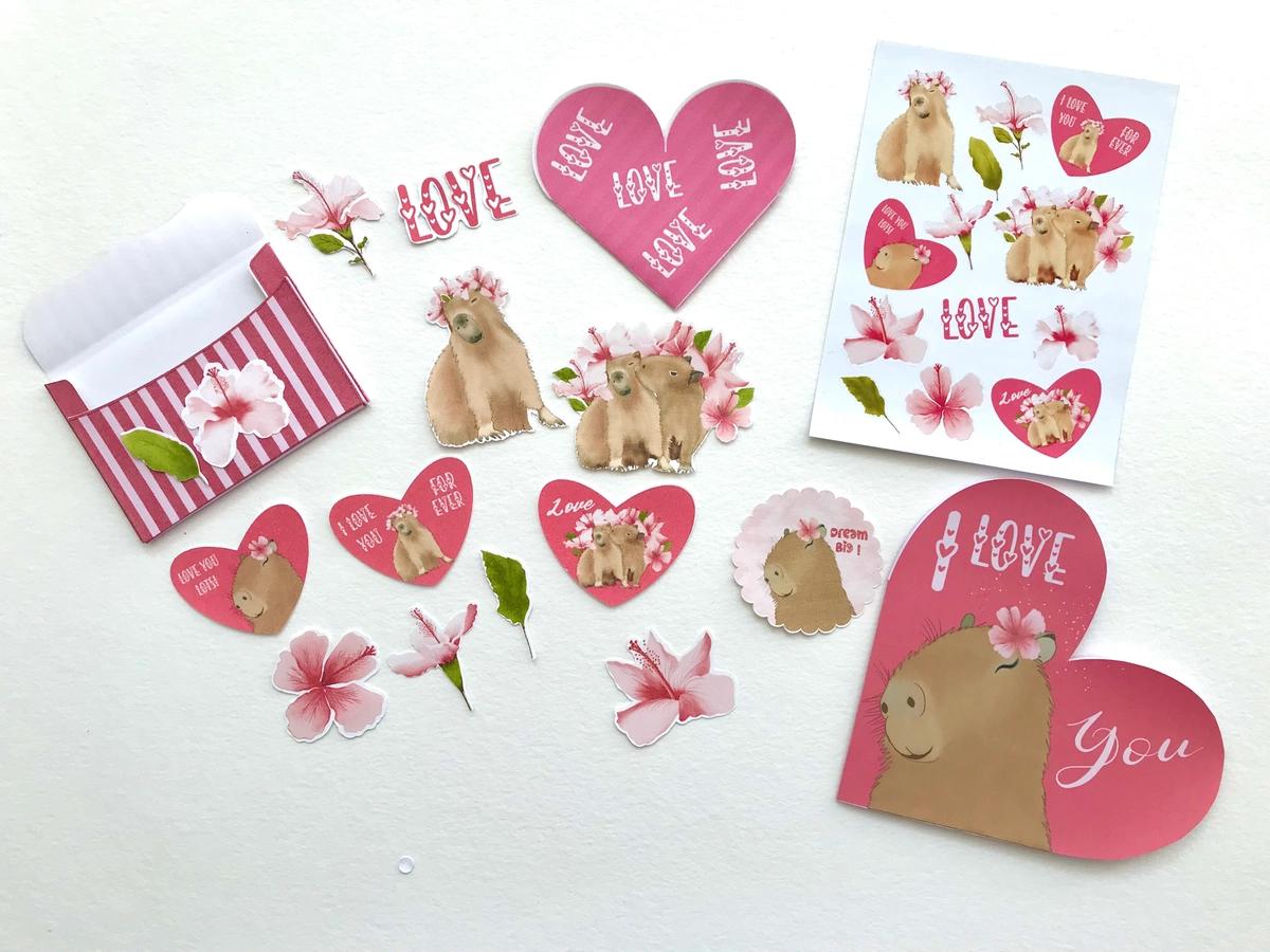 Capybara Scrapbook Ephemera with stickers