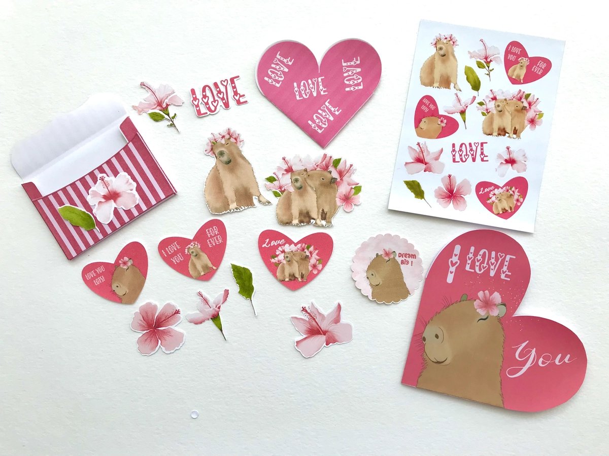 Capybara Scrapbook Ephemera with stickers