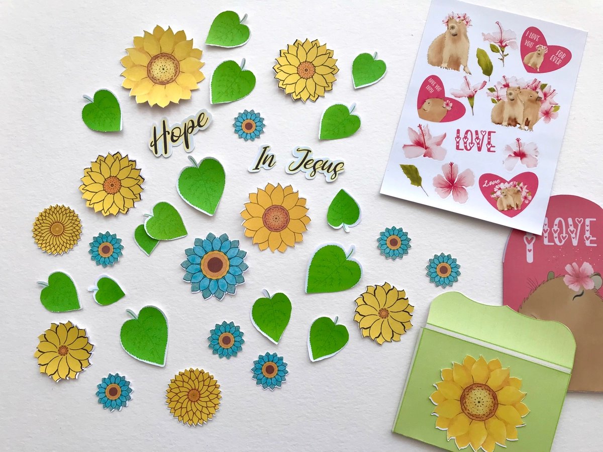 Sunflower Ephemera and sticker set