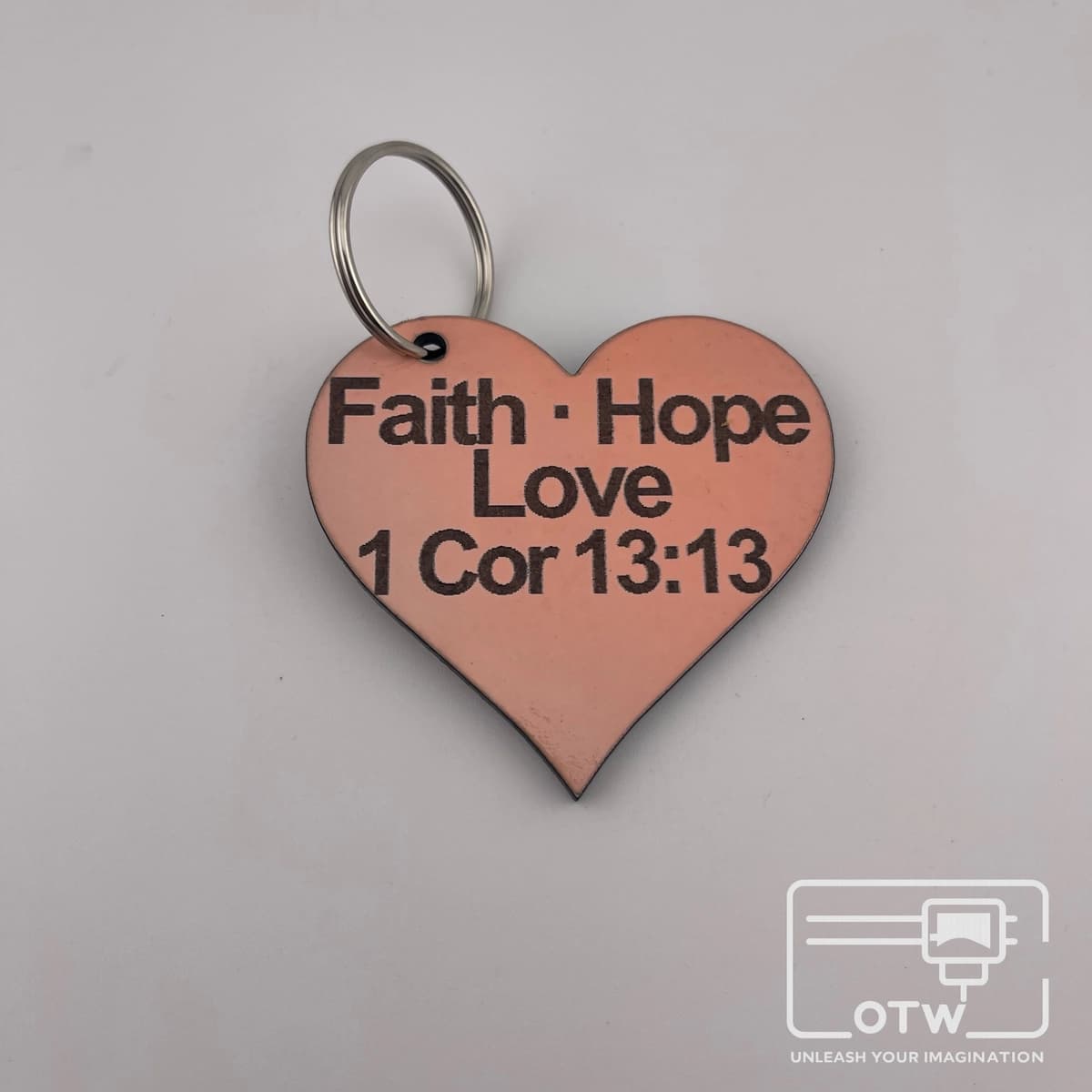 Faith Hope Love Heart Keyring